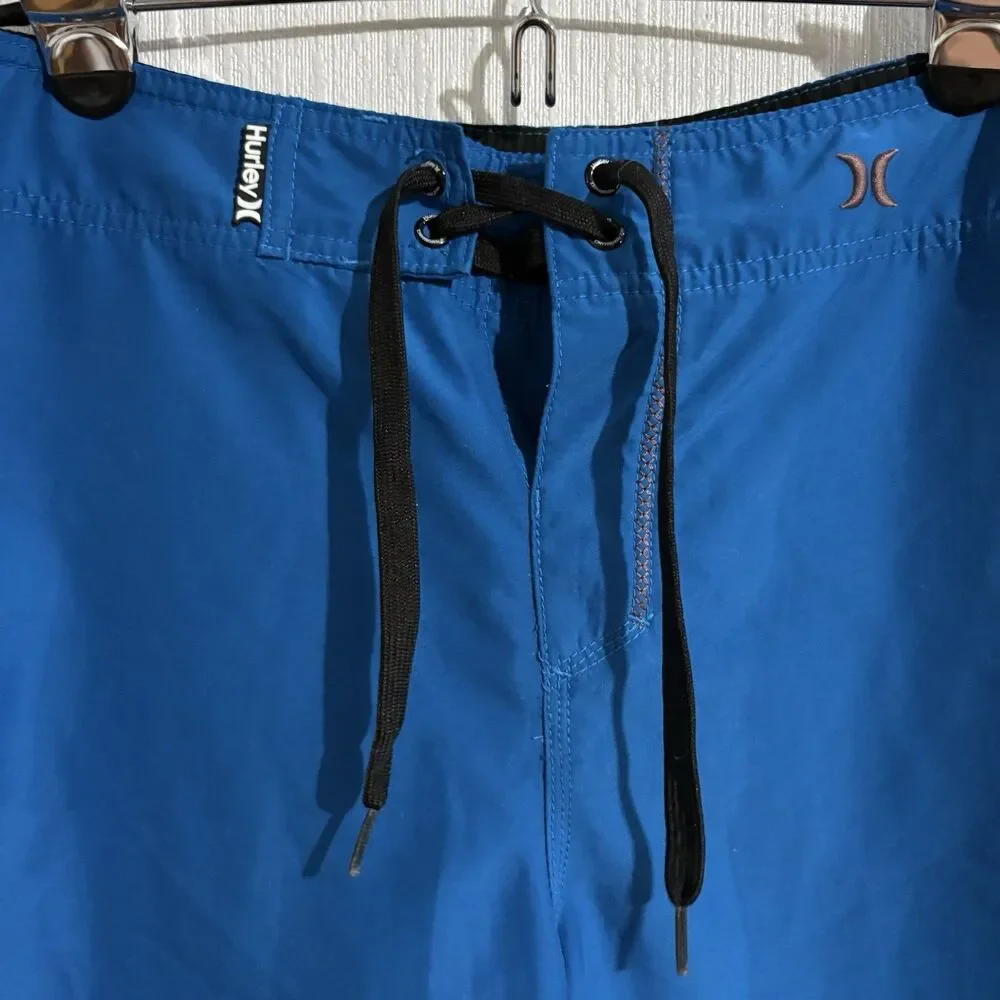 Hurley Blue Board Shorts Swim Trunk Beach Surf Tie Boat Paddle  Mens 30